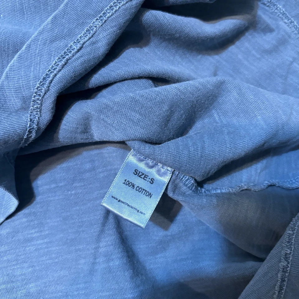 Camisa Goodlife Para Hombres Pequeña Azul Henley Manga Larga Algodón Slub Hecha en EE. UU. Foto 4 de 4