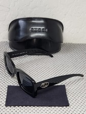 Gucci GG 2407/S 807 51  21 Shiny Black Sunglasses Blue Tint Made in Italy