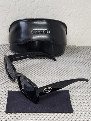 Gucci GG 2407/S 807 51□21 Shiny Black Sunglasses Blue Tint Made