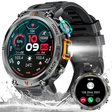 Smart Watch For Men Military Watch Touch With LED Flashlight, 1.45" HD Outdoor