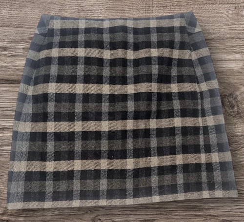 Y2K Diversi Wollmischung Kariert Kurzer Rock Schwarz Braun Größe 14 UK - Bild 2 von 4