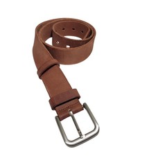 Mens sz 36 100 Solid Full Grain Leather Brown Belt Full Silver Buckle EUC