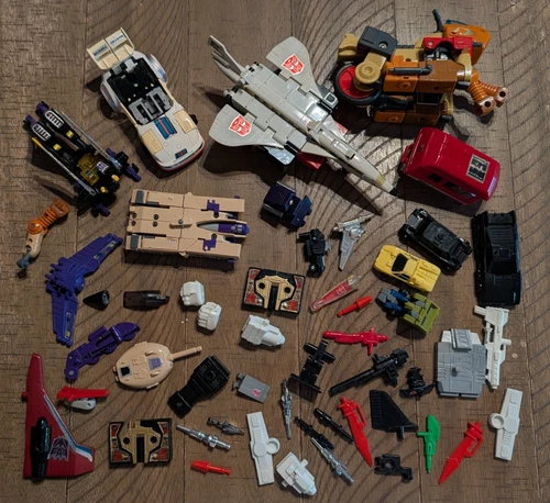 Vintage 1980s G1 Transformers Part Lot - Weapons Laserbeak Swoop Dinobots
