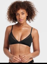 Auden Black Mesh Pullover Unlined Bralette Lace Medium New W Tags Intimates