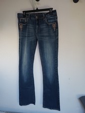 GRACE IN LA Women's Easy Fit Jeans Size 30 Dark Wash Embellished Pockets Stretch