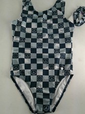 New Gymnastics Leotard Destira Peace Smile Checkered Child Medium
