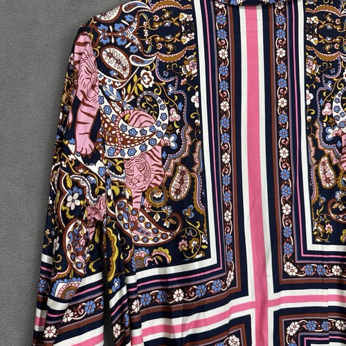 Vestido Camisa Estampado Bufanda Boden Talla 8R Francés Azul Marino Rosa Tigre Flor Paisley - Imagen 14 de 17
