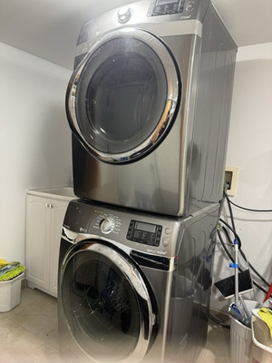 #ad Samsung Stackable Electric Washer Dryer WF520ABP XAA DV520AGP XAA Silver Steam $500.00