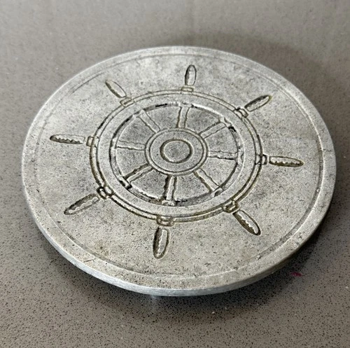 Vintage Colonial York Pewtarex Aluminum Trivet Ships Wheel Nautical Helm MCM USA image 2