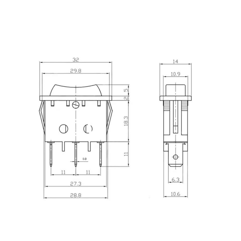 Interrupteur ON OFF avec LUMIÈRE 220V vert rectangulaire KCD3 SPST 16A 220V - Photo 3/3