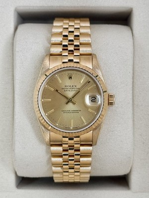 1990 Rolex Datejust 31mm 68278 Yellow Gold Jubilee Champagne Dial-Collectors Set