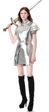 Women's Medieval Knight Costume Adult Med Silver Armor Cosplay: SWORD NOT INCLUD