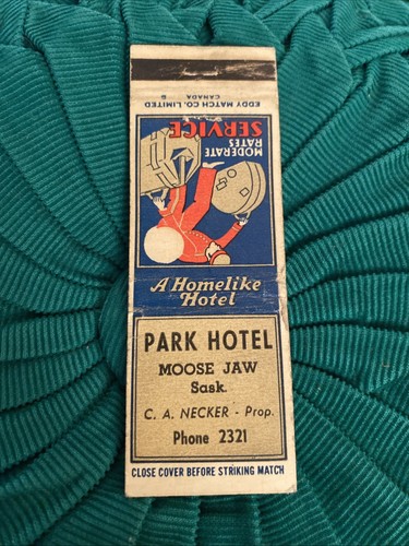 Vintage Matchbook Cover, Park Hotel, Moose Jaw Saskatchewan Canada PFKT37 - Picture 4 of 5