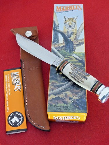 Coltello fodero lama fissa Marbles Gladstone USA Expert II cervo/alluminio come nuovo