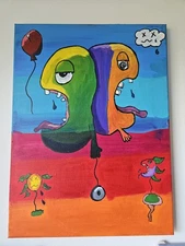  ORIGINAL Ten Hundred Inspired Painting On Canvas Surrealism 12x16 