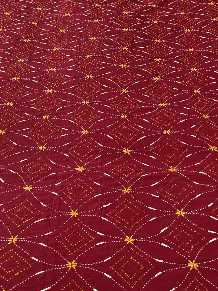 Handmade Nakshi Kantha Quilt – Embroidered Cotton Bedspread / Throw - Image 2 of 3