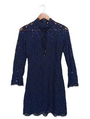 SANDRO Spitzenkleid Damen Kleid Gr. DE 34 blau Elegant