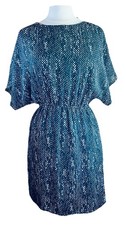 Michael Kors (M) Snakeskin Print Dress Batwing Sleeve Black Gray Lined