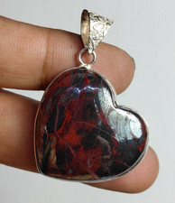 Natural Red jasper Hematite Gemstone Heart Pendant Jewelry Free Shipping