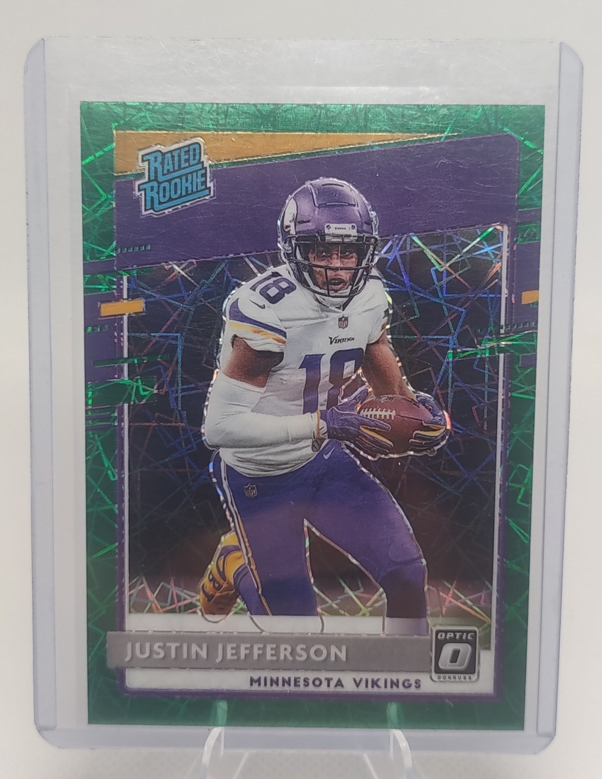 2020 Donruss Optic Justin Jefferson Green Velocity Rated Rookie #165