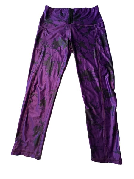 Women’s 2XL GYM PANTS purple&black , 2 phone pockets each side & front closure 