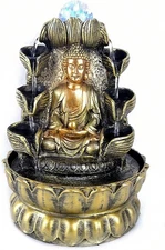 Buddha Tabletop Fountain with Light, 12IN Tabletop Buddha Water Fountain Indoor 