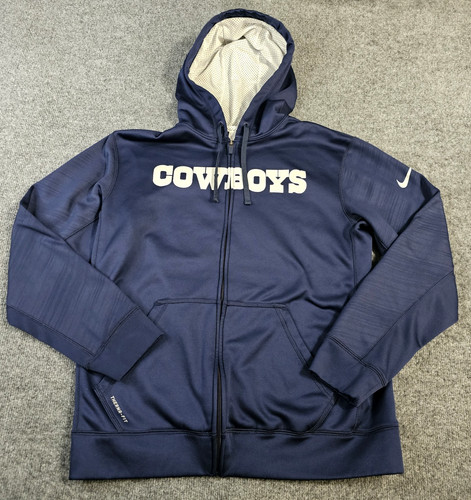 Nike Dallas Cowboys Zip Hoodie Mens Medium Navy Therma Fit On Field NFL