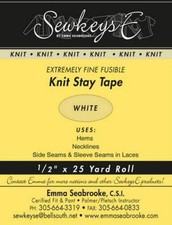 Field's Fabrics White - 1/2" Fusible Knit Stay Tape - 0.5" X 25 Yards Sewkeys...