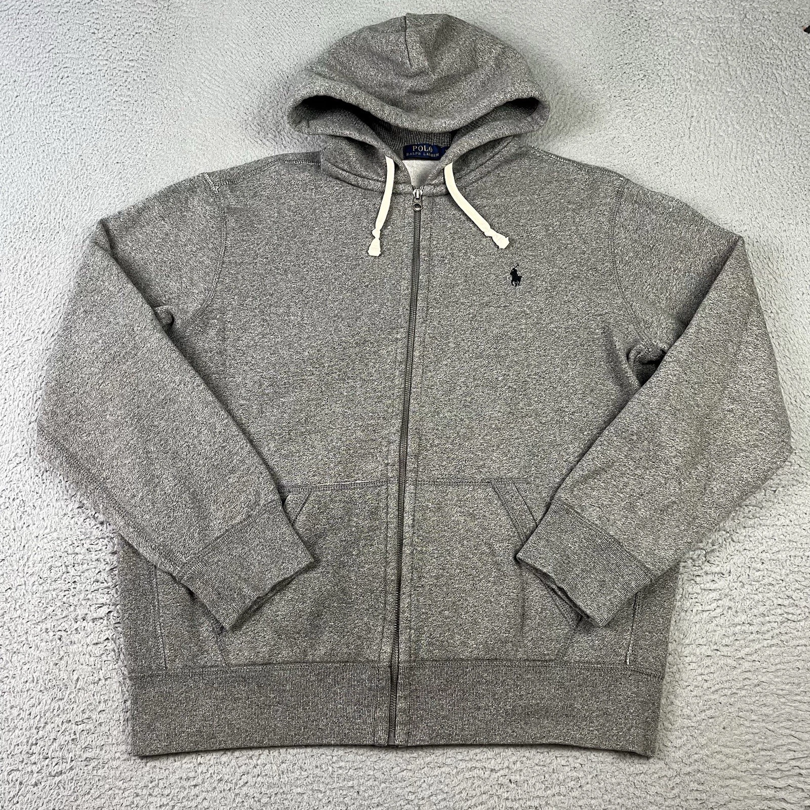Polo Ralph Lauren Hoodie Mens XL Gray Full Zip Thermal Hood Fleece