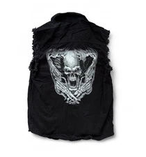 Black Hot Leathers biker vest gilet #bikerstyle size L