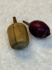 Two Vintage Japanese Wood Spinning Tops finger Spin tops