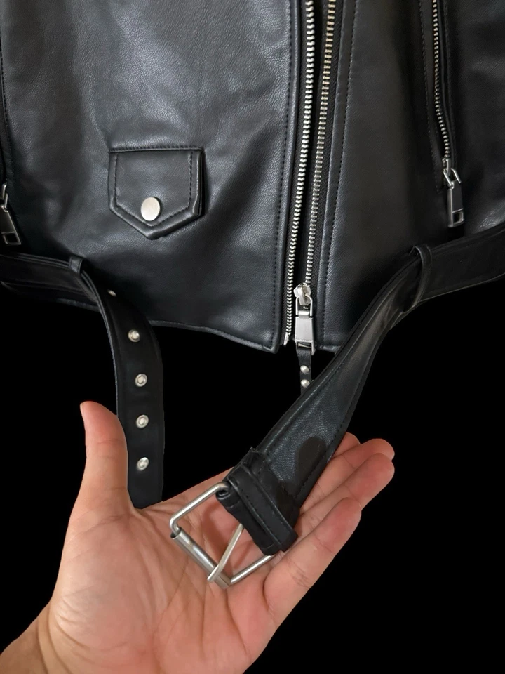 Chaqueta de moto Rebecca Minkoff nueva sin etiquetas imitación cuero negra motociclista grunge para mujer talla XL Foto 4 de 4