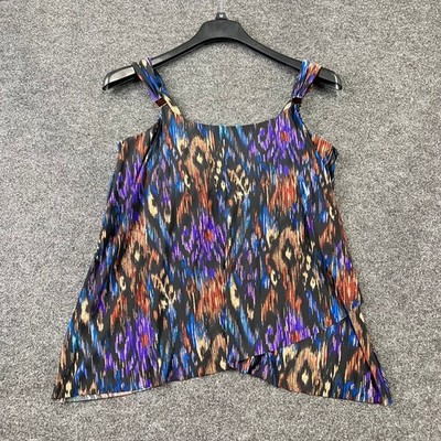 MIRACLE SUIT Dazzle Tankini Top Women's Size 16 Black/Multi