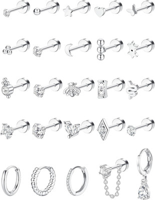 Gold Flat Back Earrings for Women Hypoallergenic Surgical Steel Earrings for Sen