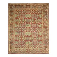 8'x10'2" Auburn Red Original Mughal Design Agra All Wool Hand Knotted Rug R76346