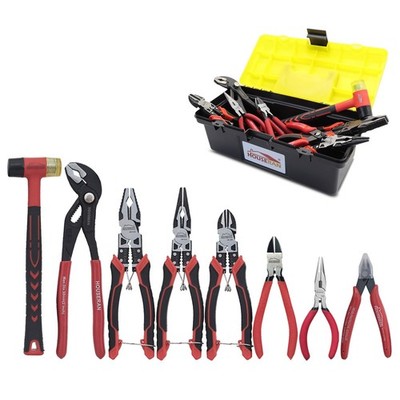 HOUSERAN 8-Piece Tool Set with Case Including 10  Groove Joint Pliers, 8.3  L...