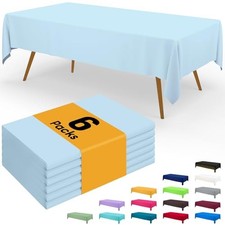 Disposable Table Cloth - 6 Pack, 54 x 108 Inch 54" x 108" - 6 Packs Baby Blue