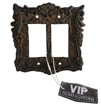 VIP Home & Garden* 6x6" Outlet/Dimmer COVER Distressed Metal 2 Gang Rustic