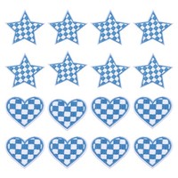 16 StüCk Stern Herz Karo BüGelaufnäHer Blaues Besticktes Garnitur Set