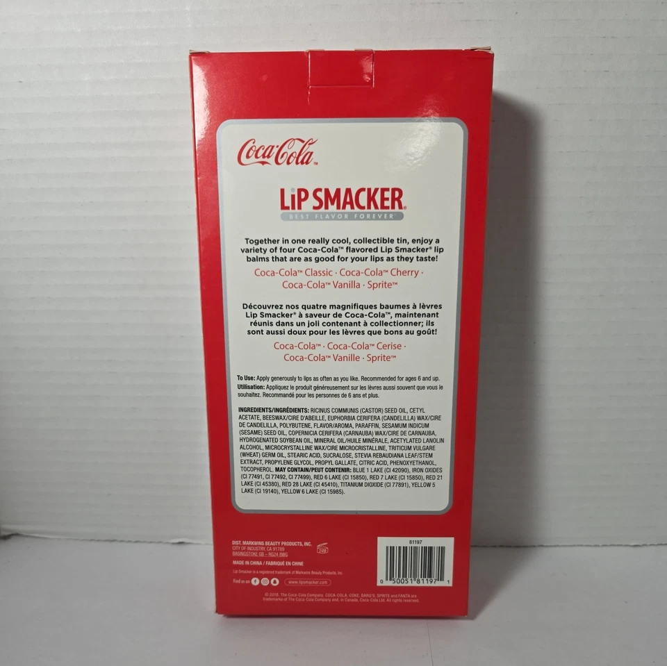 Coca Cola Lip Smacker Lip Balm Set  Of 4pcs With Tin Container  In New package - Image 3 of 4