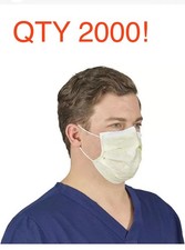 QTY 2000 Halyard FluidShield Lvl 1 Procedure Face Mask Yellow 25867