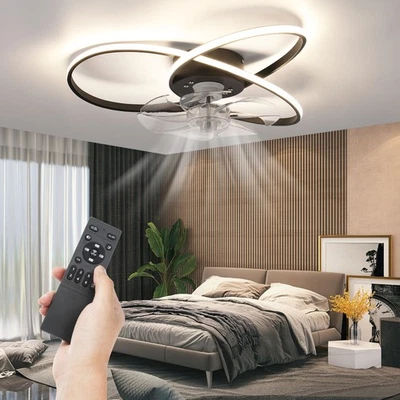 OYAJIA Ventilatore da soffitto con illuminazione telecomando LED plafoniera camera da letto 56 cm