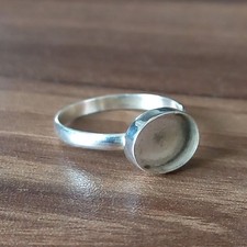 Sterling Silver Oval Bezel Ring Blank 8x10mm DIY Jewelry Setting Supplies