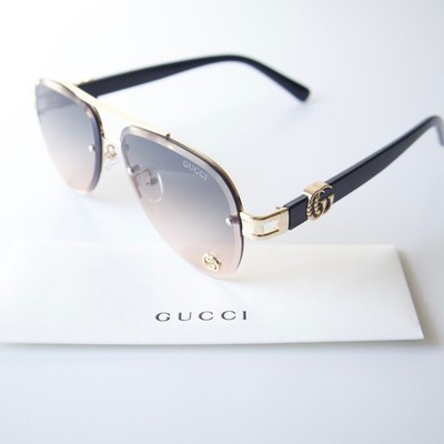 Gucci GG1220S Gold Aviator Sunglasses Pink Gradient Lens - Ships Today!