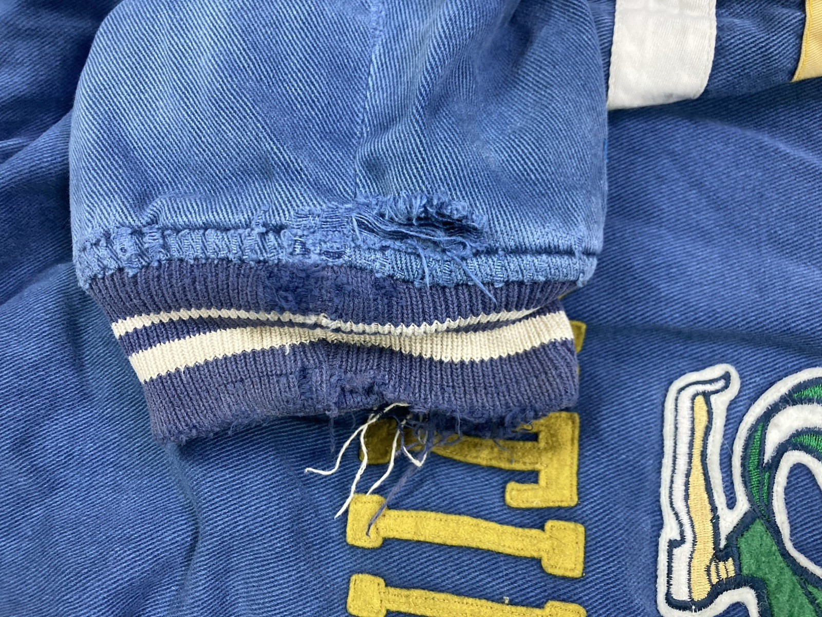 VINTAGE Mirage University Of Notre Dame Fighting Irish Jacket Men Large Blue 90s image 6