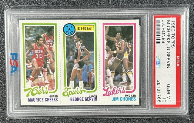 MAURICE CHEEKS GEORGE GERVIN JIM CHONES PSA 10 1980-81 TOPPS RC ALL-STAR 1766
