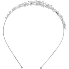 Silver Bridal Headband with Sparkling Rhinestones Wedding Hair Jewelry