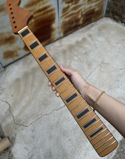 24inch Roasted maple 22frets electric guitar neck for JAGUAR Body Black block