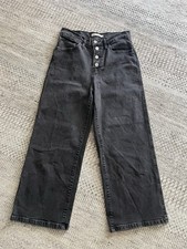 Levi's Mile High Cropped Wide Leg Classic Black Denim Jeans 90  s Vibes 28 Women