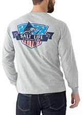 SALT LIFE Gray "MARLIN STATE OF MIND" L/S POCKET T-SHIRT MENS LARGE NWT